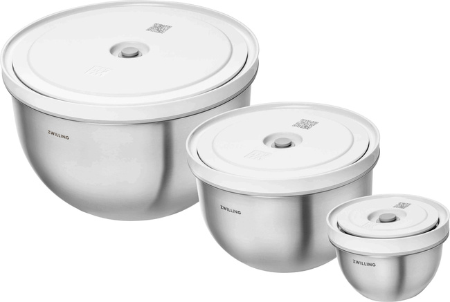 Zestaw 3 misek stalowych z pokrywkami próżniowymi ZWILLING Fresh & Save, 0,35, 1,75 i 4 l