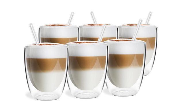 Zestaw 6 Szklanek z Podwójną Ścianką 320ml ze Słomkami Vita 26858 - Vialli Design