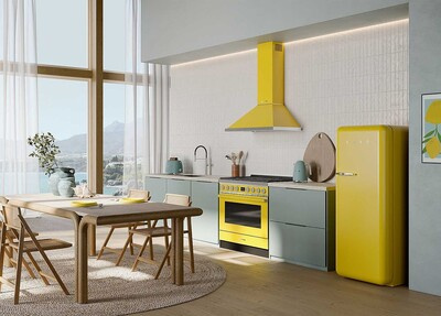 Smeg - Chłodziarko-zamrażarka FAB28RYW6 50'S RETRO STYLE - żółty