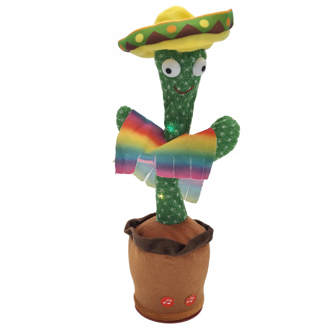 Extralink Toys | Zabawka kaktus z Sombrero tańczący | śpiewający dla dzieci LED USB