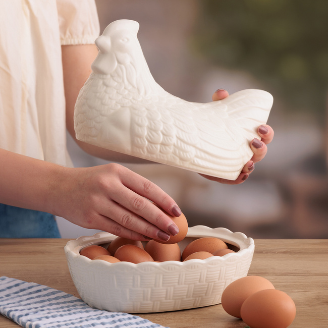 Pojemniki na jajka z pokrywką Hen Nest kremowe - Mason Cash