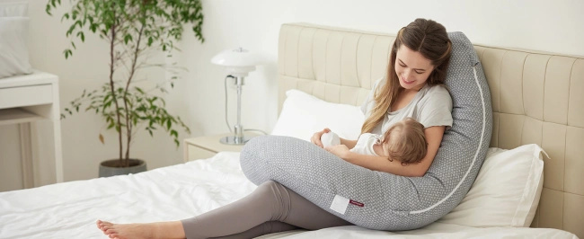 Momcozy PP006 | Poduszka ciążowa w kształcie litery F | Szara