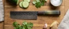 Nóż nakiri Dan Woo Custom 18 cm, stal damasceńska z rdzeniem T10, 61 HRC