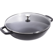 Wok Żeliwny z Pokrywką 30 cm, Czarny - Staub