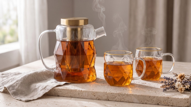 Zaparzacze do herbaty 1300 ml złote Geo Gold - Vialli Design