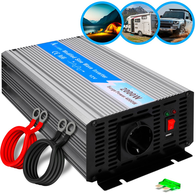 Przetwornica napięcia Extralink OPIM-2000W 12 V na 230 V, 2000 W, modyfikowany sinus