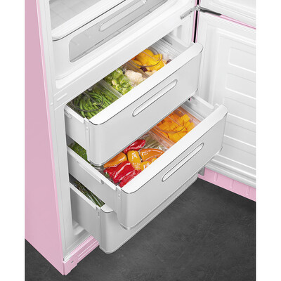Smeg - Chłodziarko-zamrażarka FAB32RPK6 50'S STYLE - pastelowy róż