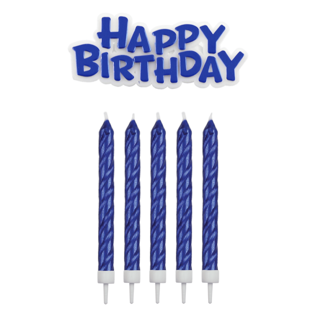 Pme Świeczki Niebieskie Happy Birthday (16 Sztuk) Niebieski