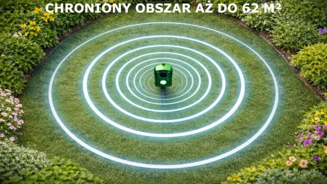 EXTRALINK Black Forest ultradźwiękowy odstraszacz zwierząt z czujnikiem ruchu 62m2 wodoodporny