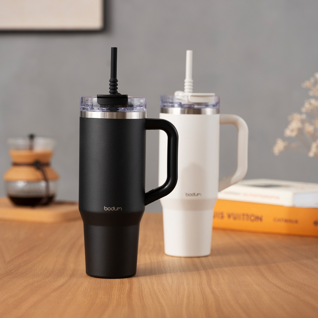 Bodum Kubek Termiczny Ze Słomką I Uchwytem Travel Mug 1.2L Black
