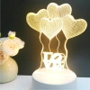 Extralink Home | Lampka nocna cztery serca 3D | iluzja optyczna do sypialni USB