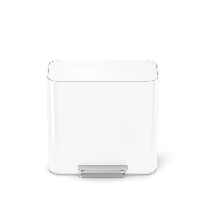 Kosz pedałowy do segregacji Simplehuman CW2122, 15 l (7,5 l + 7,5 l), biały, stal
