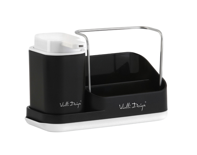 Organizer Kuchenny Z Dozownikiem Na Płyn Livio Duo Czarny 8296 - Vialli Design