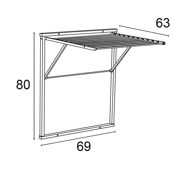 Arredamenti Kledy Naścienna suszarka na pranie - 80 x 69 cm, Brązowy