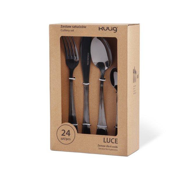 Komplet 24 szt. Sztućców Dla 6 Osób Luce Czarny 0558 - Kulig