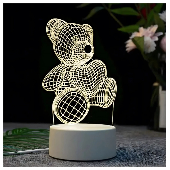 Extralink Home | Lampka nocna Miś Serce 3d | Iluzja optyczna do sypialni Usb