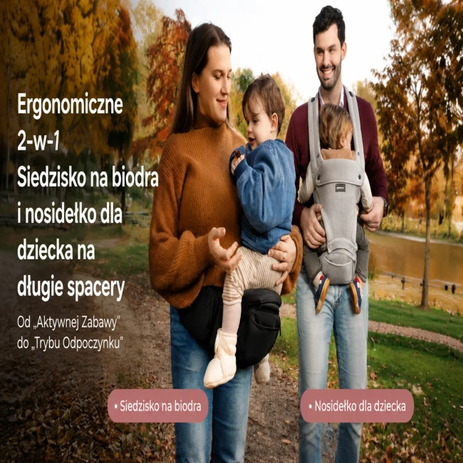 Nosidełko Momcozy z siedziskiem biodrowym 2 w 1, szare