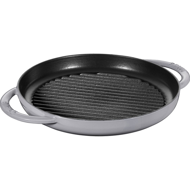 Okrągła patelnia żeliwna grillowa z dwoma uchwytami 26 cm, grafitowy - Staub