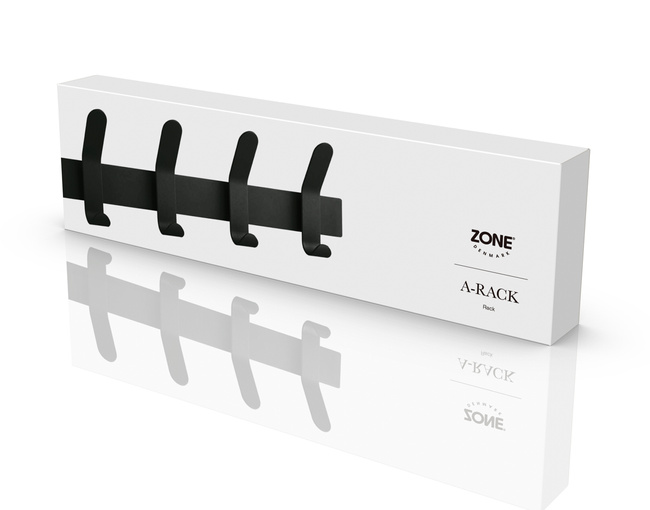 Wieszak ścienny Zone Denmark A-Rack, czarny, 4 podwójne haczyki