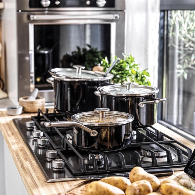 Garnek KitchenAid Steel Core Enamel z pokrywką 24 cm 6 l Onyx Black