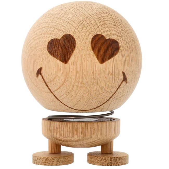 Figurka Hoptimist Smiley Love M Raw Oak z oczami w kształcie serc