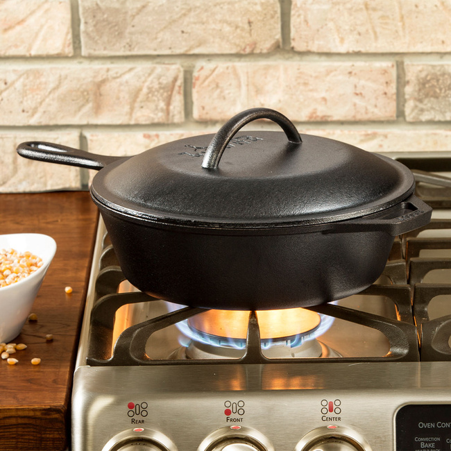 Patelnia Żeliwna Głęboka Z Pokrywką 26 Cm - Lodge