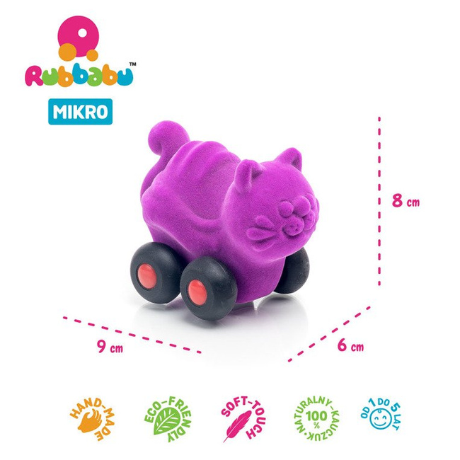 Zestaw 8 sensorycznych zwierzątek - pojazdów mikro - Rubbabu (opakowanie zbiorcze 8 szt.)