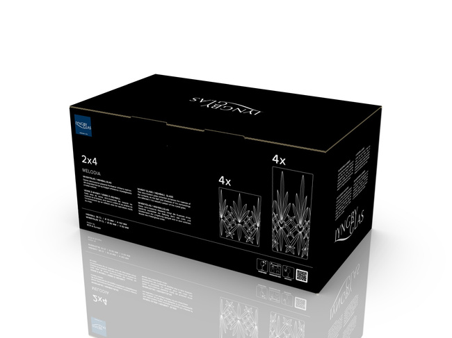 Zestaw szklanek ze szkła kryształowego do whisky oraz wysokich Melodia 8 szt 36058