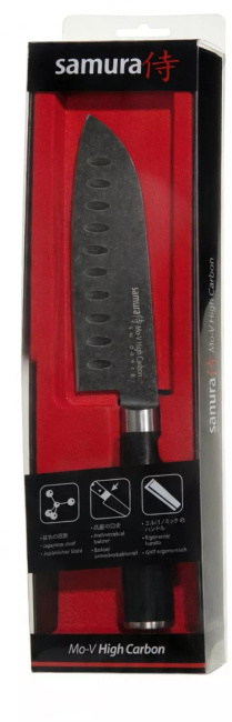 Samura MO-V Nóż Santoku Hollow Ground Ostrze 18 cm
