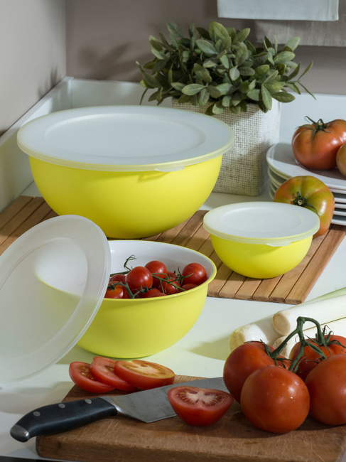 Zestaw 3 Pomarańczowych Misek Z Przykrywkami