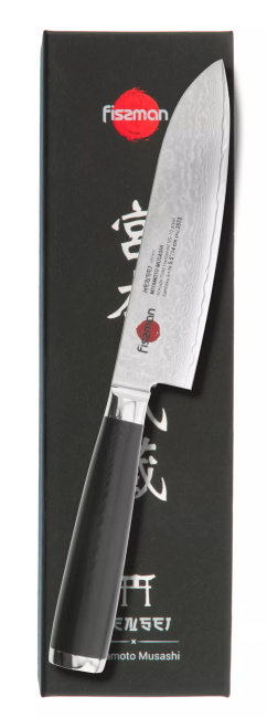 Małe santoku Fissman Kensei Musashi 14 cm, damast VG10, rękojeść G10