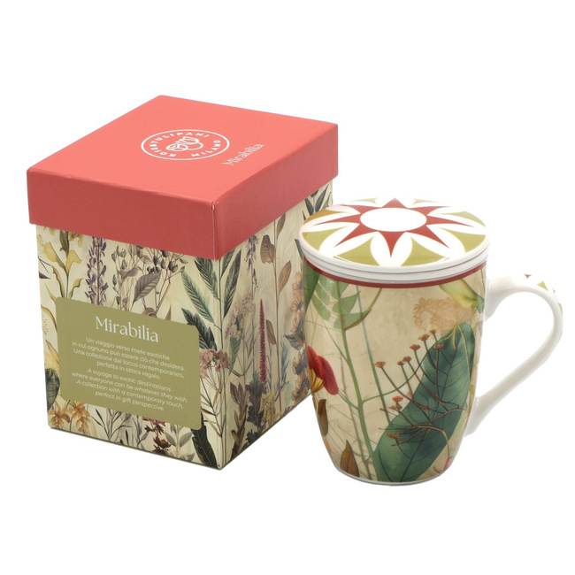Kubki z zaparzaczem Rose&Tulipani Mirabilia, czerwone, porcelana, 300 ml, zestaw 4 szt.