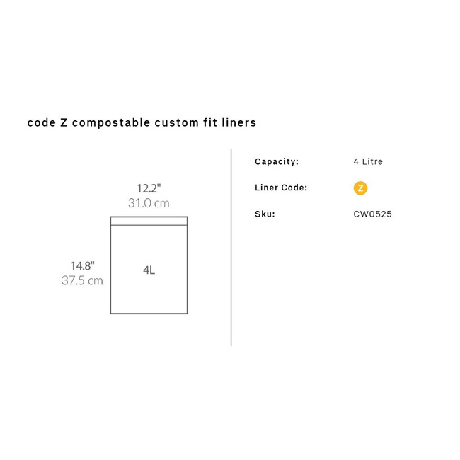 Worki kompostowalne Simplehuman Custom Fit kod Z, 4 l, 30 szt.