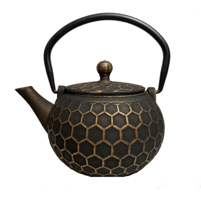 Dzbanek do herbaty żeliwny 0,5l Blast czarno-złoty - Zest for Life