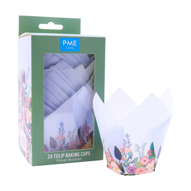 Pme Papilotki tulipanowe do muffinek - Białe kwiaty (24 sztuki)
