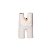 Wazon ceramiczny litera H Rituali Domestici Glinfluencer, biało-złoty, 16 cm