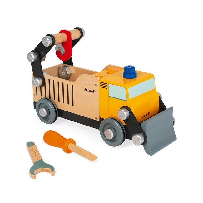 Drewniana ciężarówka budowlana do składania z narzędziami Brico'kids - Janod