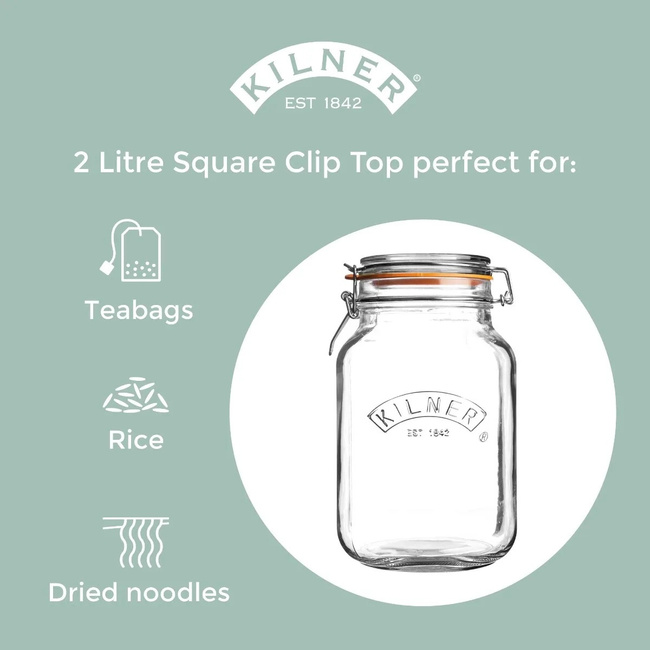 Słoiki kwadratowe Clip Top 2L - Kilner