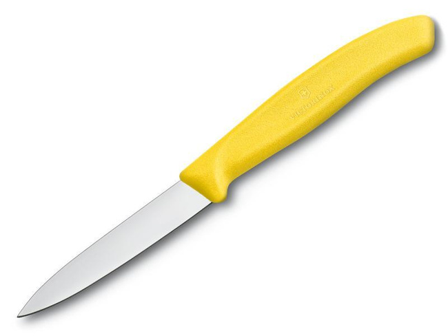 Victorinox Nóż do Obierania z Gładkim Ostrzem, 8 cm, Żółta Rękojeść