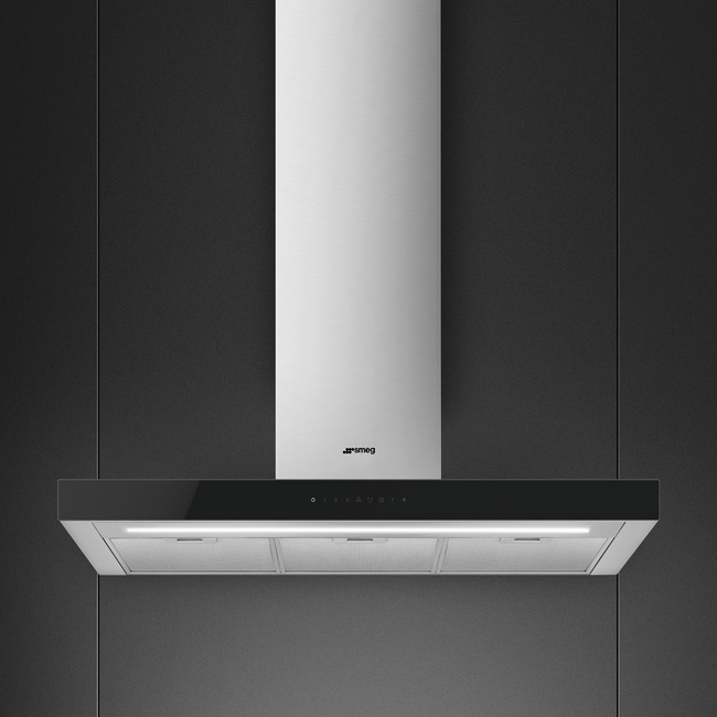 Smeg - Okap przyścienny, 90 cm, T-kształtny Universal Kbt9L4vn Czarny