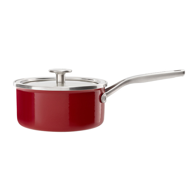 Rondel emaliowany KitchenAid 2,4 l z pokrywką, czerwony