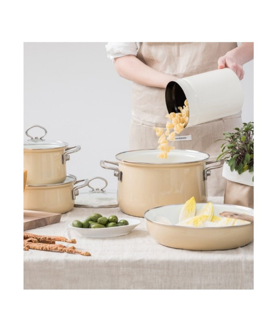Garnek Riess wysoki z pokrywą 6,5l 24cm Avorio