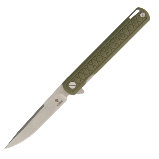 Nóż składany Womsi Wolf EDC, stal Sandvik 14C28N, ostrze 9 cm, rękojeść G10 zielona