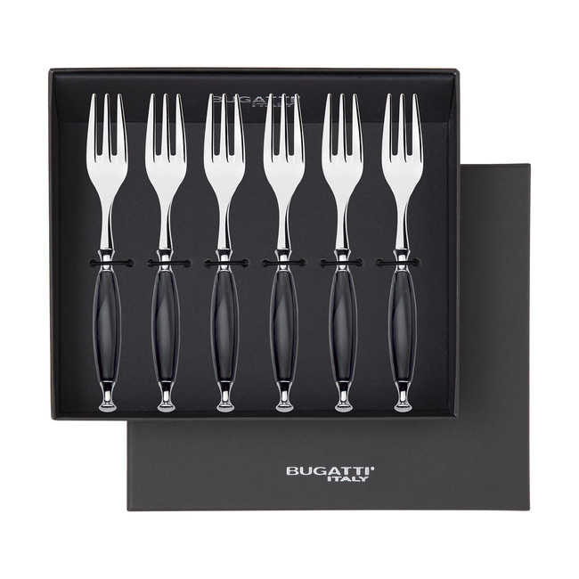 Country Czarny Zestaw 6 Widelczyków Do Ciasta W Pudełku - Bugatti