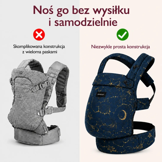 Nosidełko dla dzieci Momcozy BC001 z bawełny, wzór Gwieździsta noc, 3 do 20 kg