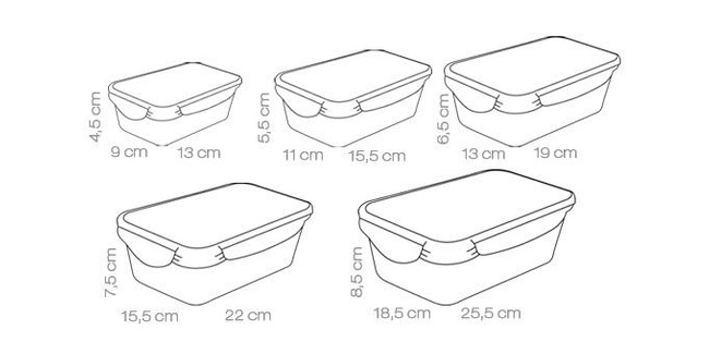 Pojemnik Freshbox 5 szt., prostokątny - Tescoma