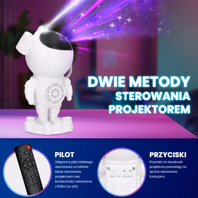 Extralink Home Projektor gwiazd z głośnikiem | Lampka nocna, rzutnik, głośnik Bluetooth | dla dzieci, astronauta