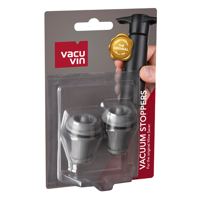 Korki próżniowe do wina Vacu Vin, szare, 2 sztuki