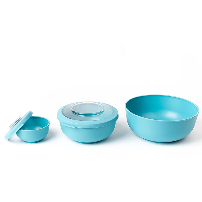 Amuse 3 miski z pokrywkami błękitne