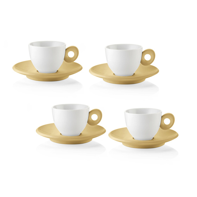 filiżanki do espresso 4 szt. z spodkami musztardowe - Guzzini
